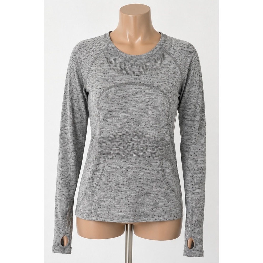 Lululemon Swiftly Tech‎ Long Sleeve Crew Heathered Grey Size 10 Training Top